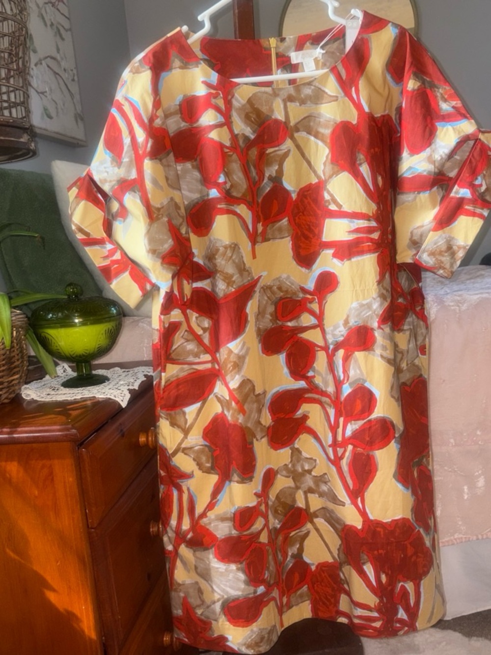 COS Red and Yellow Floral Midi Dress